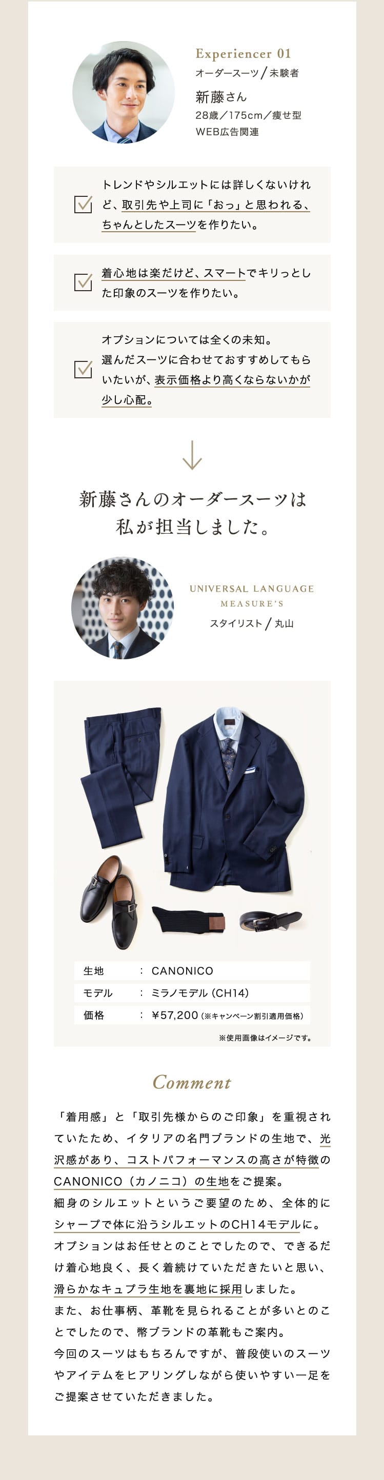 Experiencer01 オーダースーツ未経験者 新藤さん