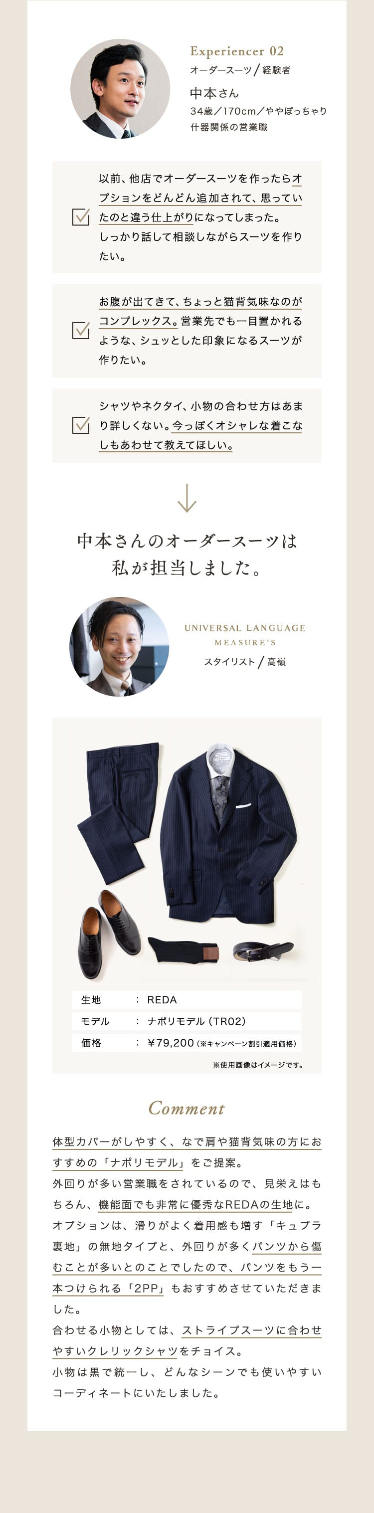 Experiencer01 オーダースーツ経験者 中本さん