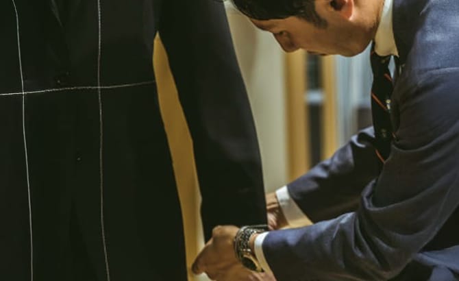 オーダースーツ注文時の様子