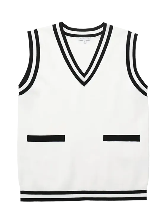 バイカラーVネックニットベスト