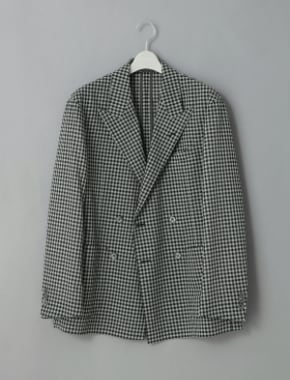 ポリエステルリネン ギンガムチェック ジャケット