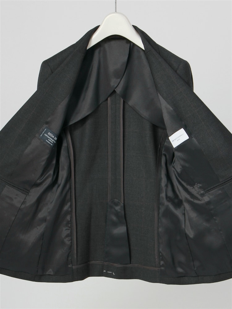 ジャケット／REDA／SUPER110'sウール／グレンチェック3 ビジネススーツ チャコールグレー