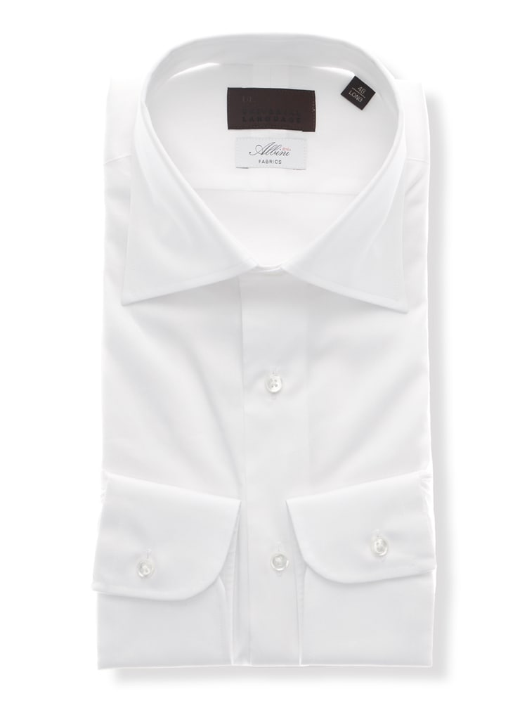 ワイシャツ／長袖／Albini／ワイドカラー／ヘリンボーン／BASIC／ドレスシャツ0 ワイシャツ 長袖