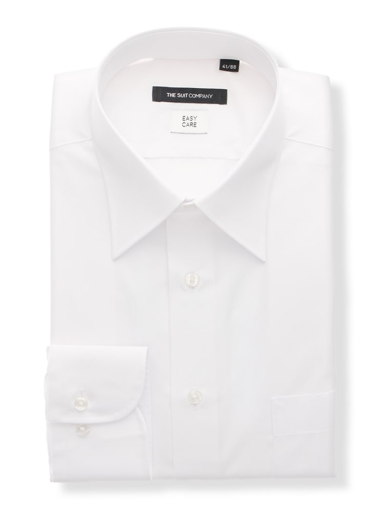 ワイシャツ／長袖／形態安定／再生繊維／レギュラーカラー／無地／BASIC／ドレスシャツ
