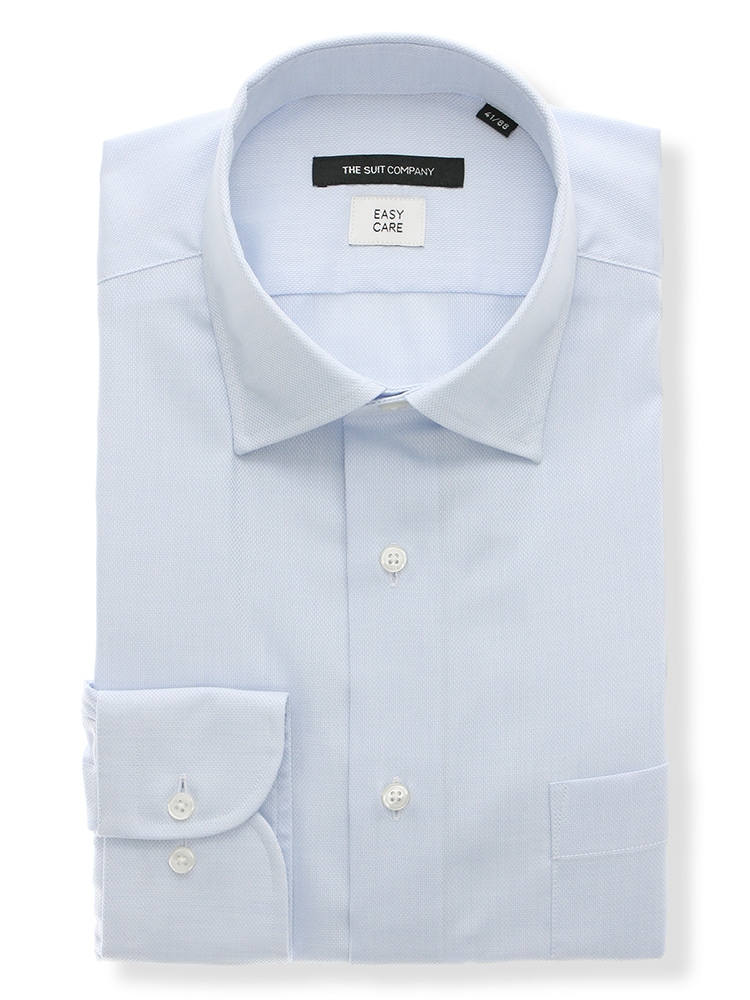ワイシャツ／長袖／形態安定／再生繊維／ワイドカラー／織柄／BASIC／ドレスシャツ0 形態安定 ワイシャツ