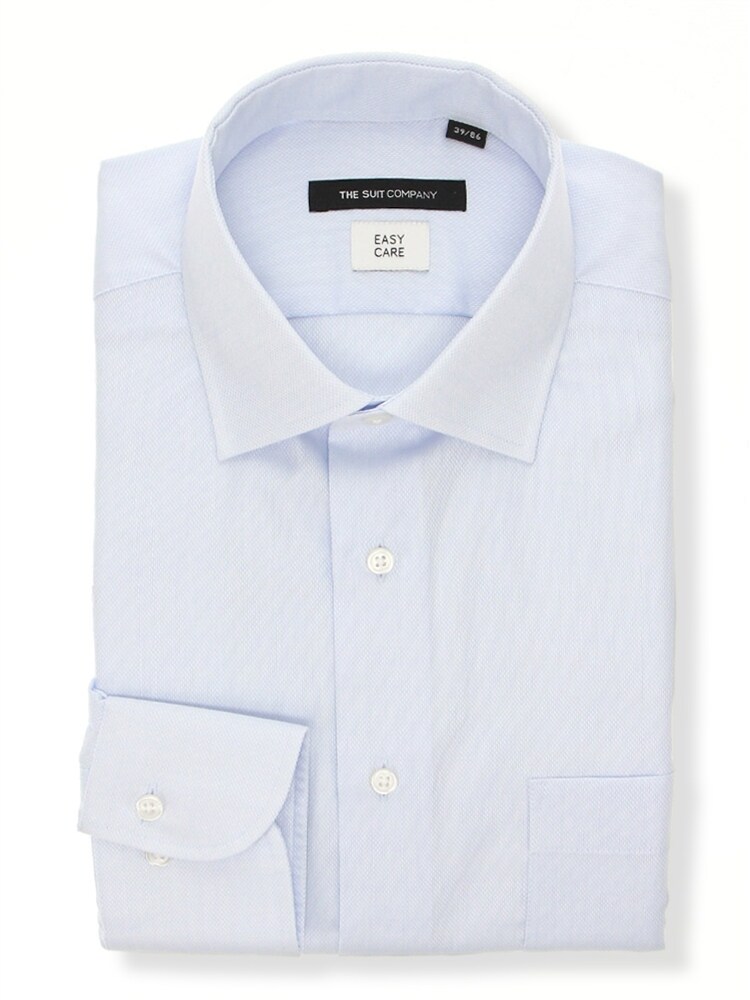 ワイシャツ／長袖／形態安定／再生繊維／ワイドカラー／織柄／BASIC／ドレスシャツ0