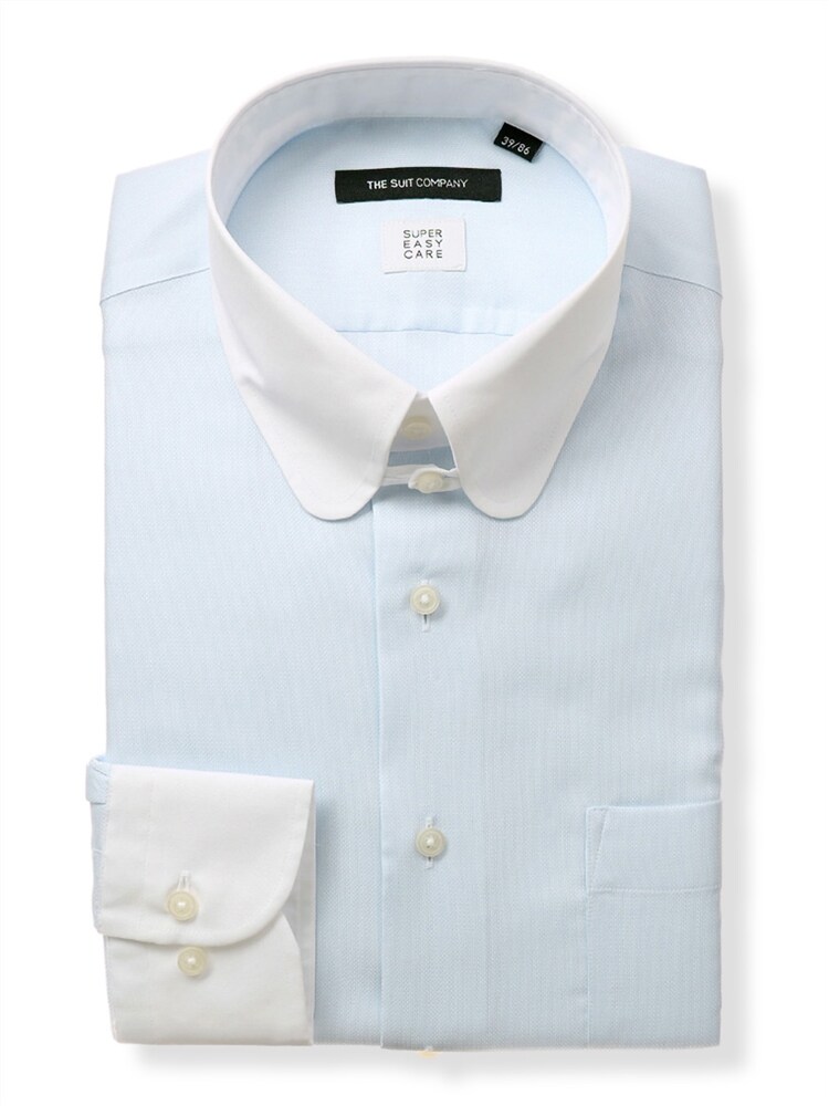 ワイシャツ／長袖／形態安定／クレリック＆ラウンドタブカラー／BASIC／ドレスシャツ (IB3SL053-BB)
