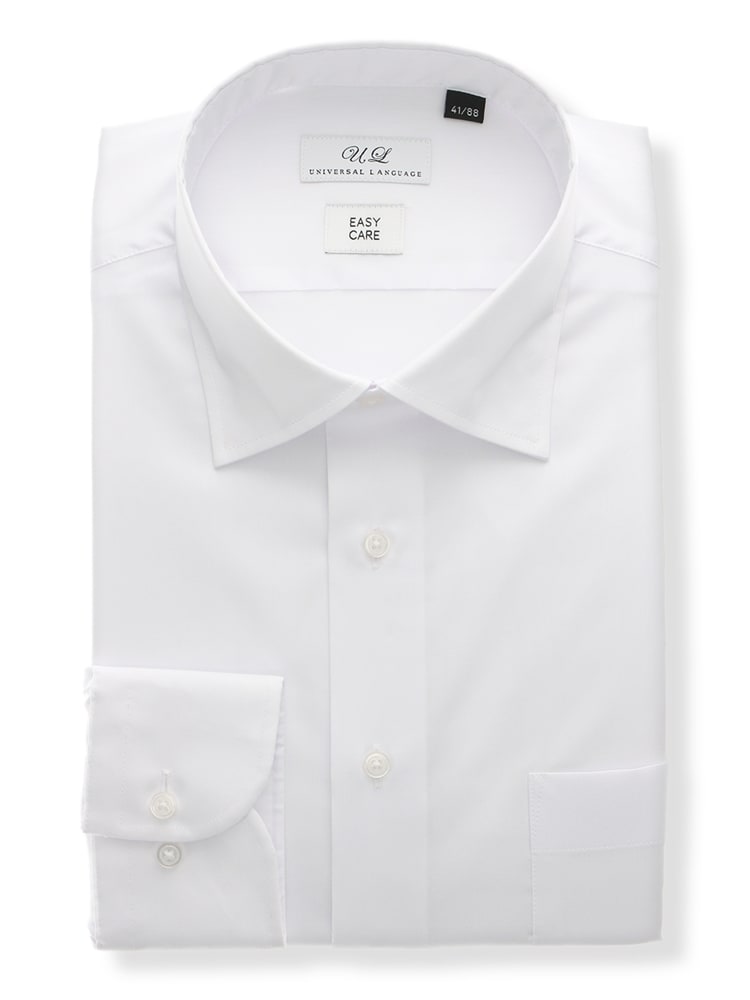 ▽ワイシャツ／長袖／形態安定／ワイドカラー／無地／BASIC／ドレスシャツ (NB4EC001-AB)