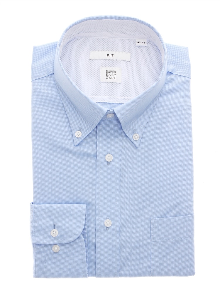 ワイシャツ／長袖／形態安定／涼しい／ボタンダウンカラー／織柄／FIT／ドレスシャツ2