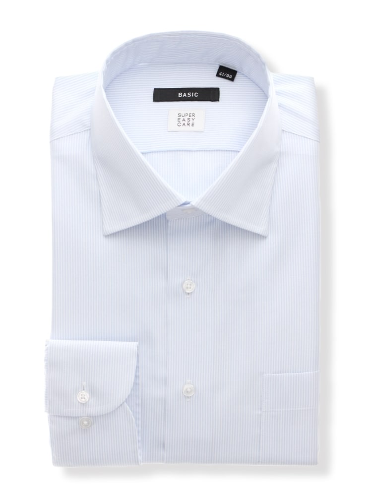 ワイシャツ／長袖／形態安定／ストレッチ／COOL MAX／ワイドカラー／BASIC／ドレスシャツ0 形態安定 ワイシャツ