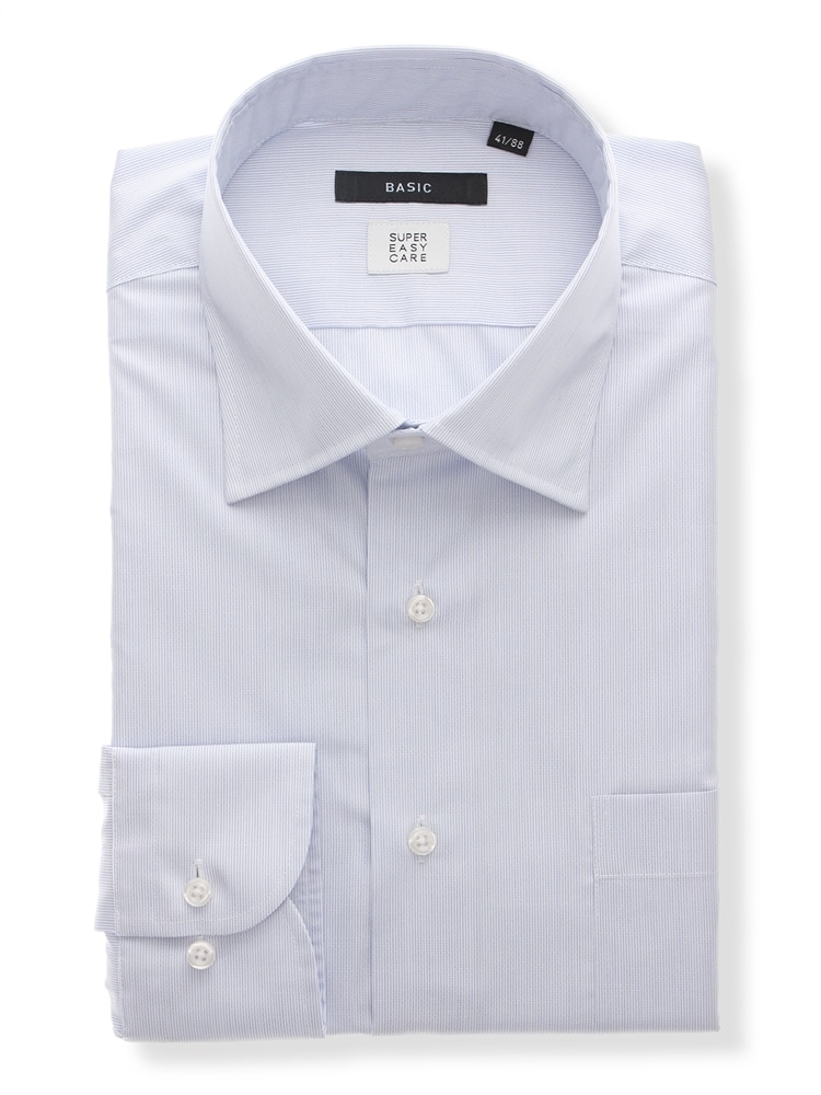 ワイシャツ／長袖／形態安定／ストレッチ／COOL MAX／ワイドカラー／BASIC／ドレスシャツ0 ワイシャツ 長袖