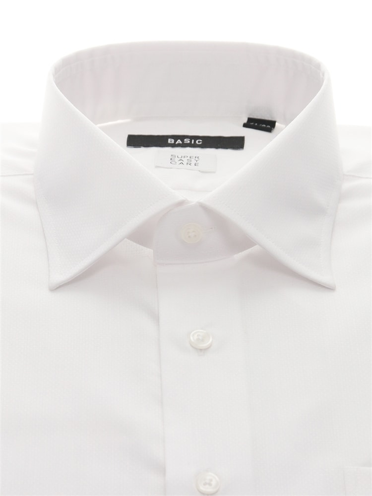 ワイシャツ／長袖／形態安定／RENU／ワイドカラー／織柄／BASIC／ドレスシャツ1 長袖 シャツ