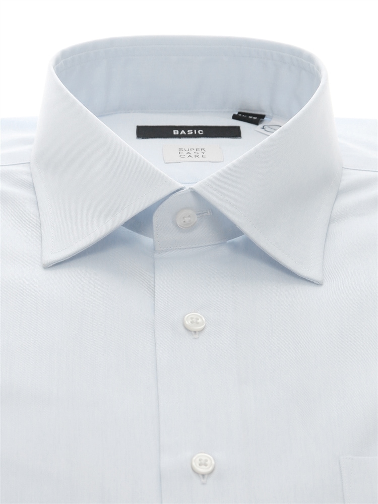 ワイシャツ／長袖／形態安定／RENU／ワイドカラー／織柄／BASIC／ドレスシャツ1 ワイシャツ 長袖