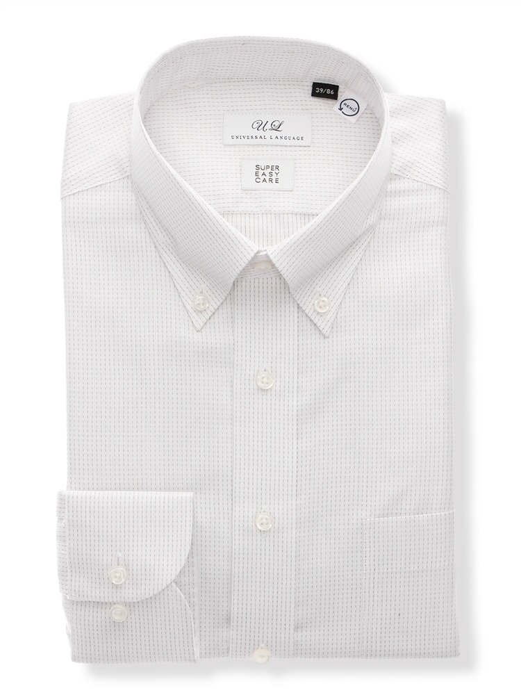 ワイシャツ／長袖／形態安定／RENU／ボタンダウンカラー／ストライプ／BASIC／ドレスシャツ0 ワイシャツ 長袖