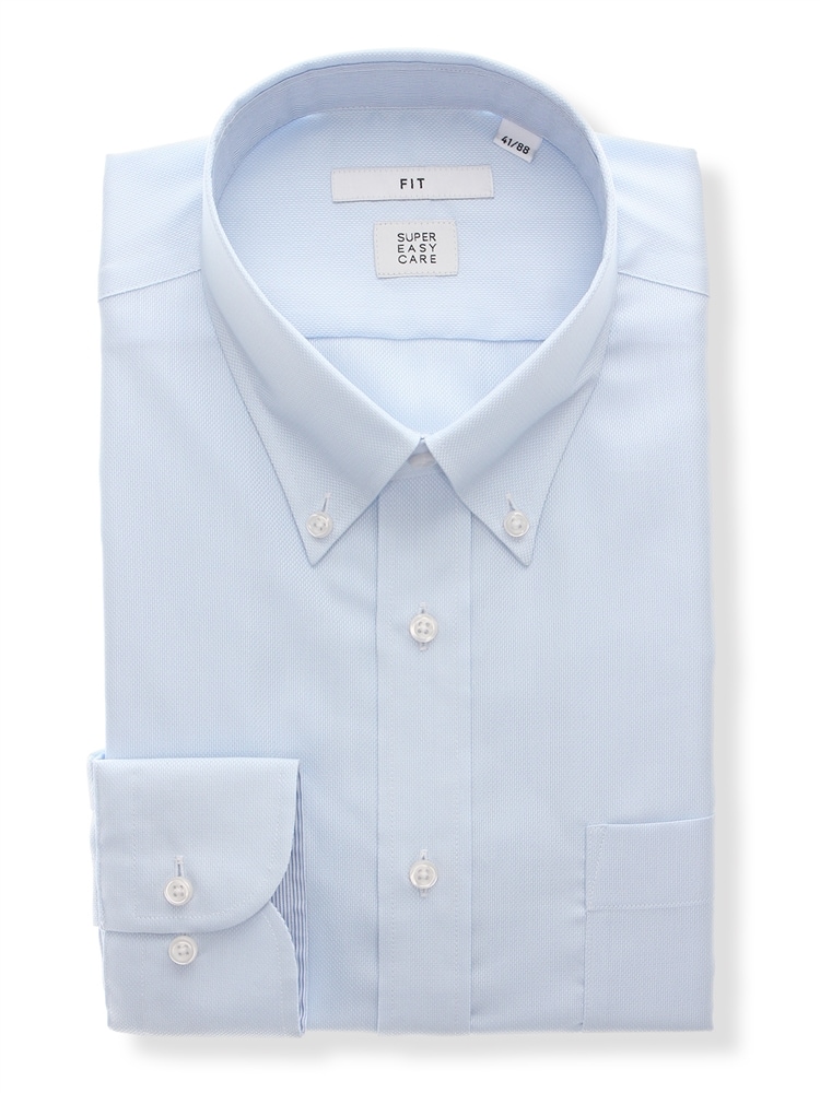 ワイシャツ／長袖／形態安定／ストレッチ／COOL MAX／ボタンダウンカラー／FIT／ドレスシャツ0 コットン シャツ