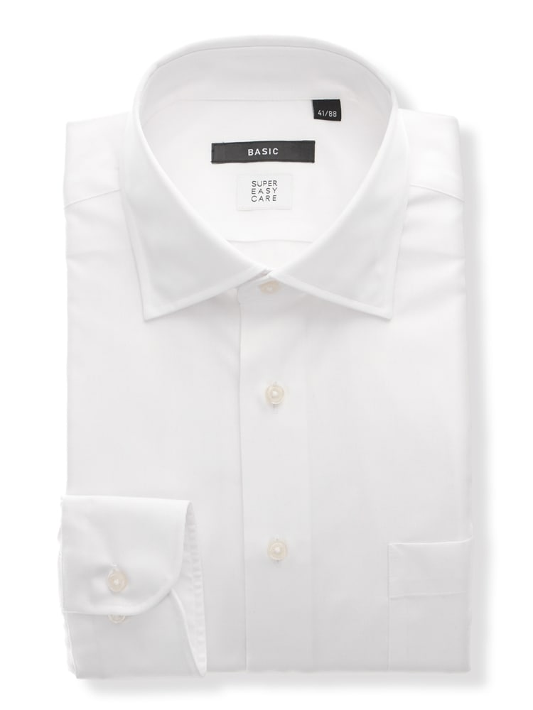 ワイシャツ／長袖／形態安定／ワイドカラー／無地／BASIC／ドレスシャツ0 ワイシャツ 長袖