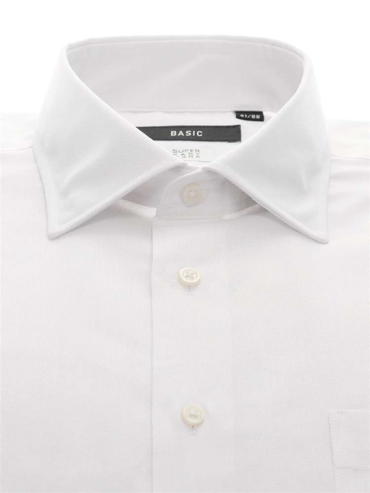 ワイシャツ／長袖／形態安定／ワイドカラー／織柄／BASIC／ドレスシャツ1 ワイシャツ 長袖
