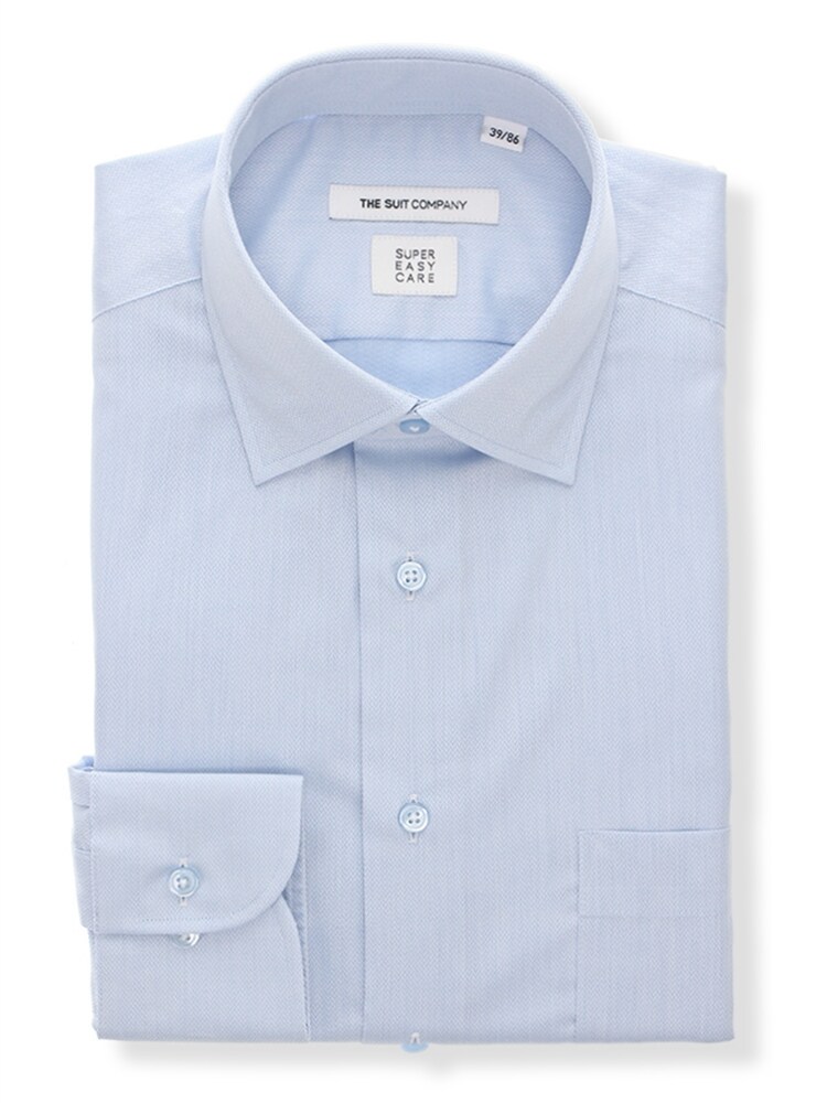 ワイシャツ／長袖／形態安定／再生繊維／ワイドカラー／織柄／FIT／ドレスシャツ（TF3CS096-BB） | THE SUIT COMPANY