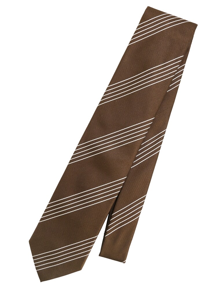 ネクタイ／JAPAN MADE／絹鳴り／シルク／ストライプ×織柄0 ネクタイ ブラウン