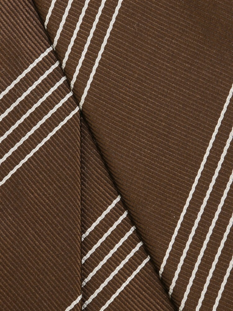 ネクタイ／JAPAN MADE／絹鳴り／シルク／ストライプ×織柄2 ブラウン シルク