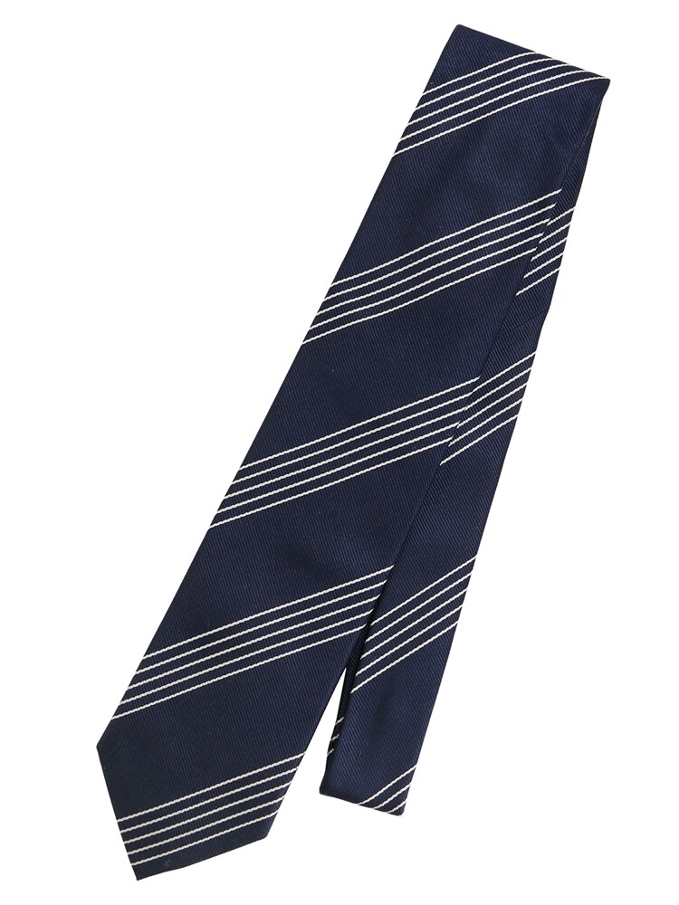 ネクタイ／JAPAN MADE／絹鳴り／シルク／ストライプ×織柄0 ネクタイ ネイビー