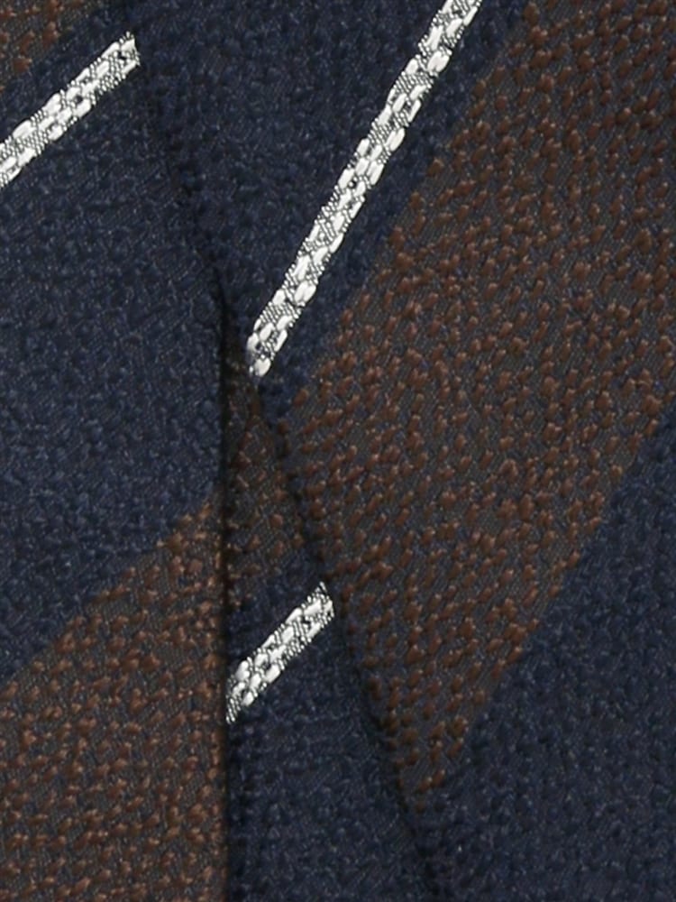 ネクタイ／JAPAN MADE／絹鳴り／シルク／ストライプ×織柄2 レギュラータイ シルク