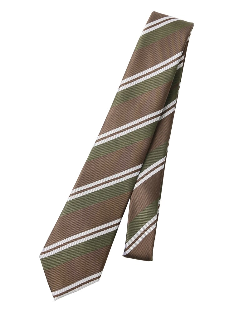 ネクタイ／撥水／シルク／ストライプ×織柄0 ブラウン ネクタイ