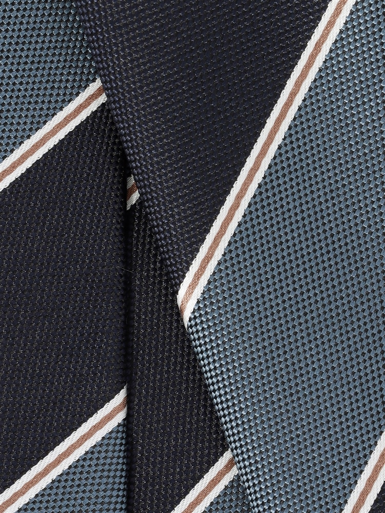 ネクタイ／JAPAN MADE／シルク／ストライプ×織柄2 レギュラータイ シルク