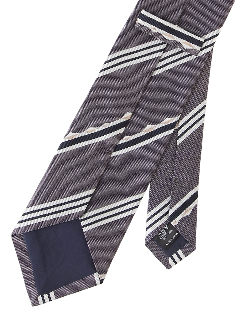 ネクタイ／JAPAN MADE／シルク／ストライプ×織柄1 ネクタイ ネイビー