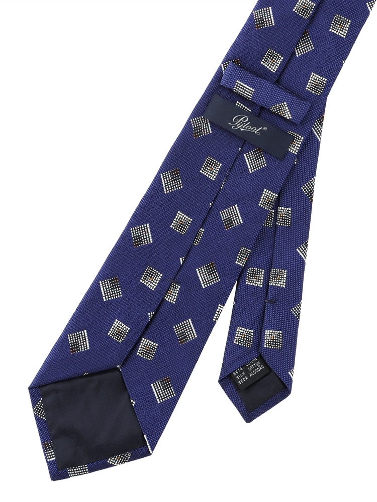 ネクタイ／PYLOOT／シルクコットン／小紋×織柄2 ネクタイ ブルー