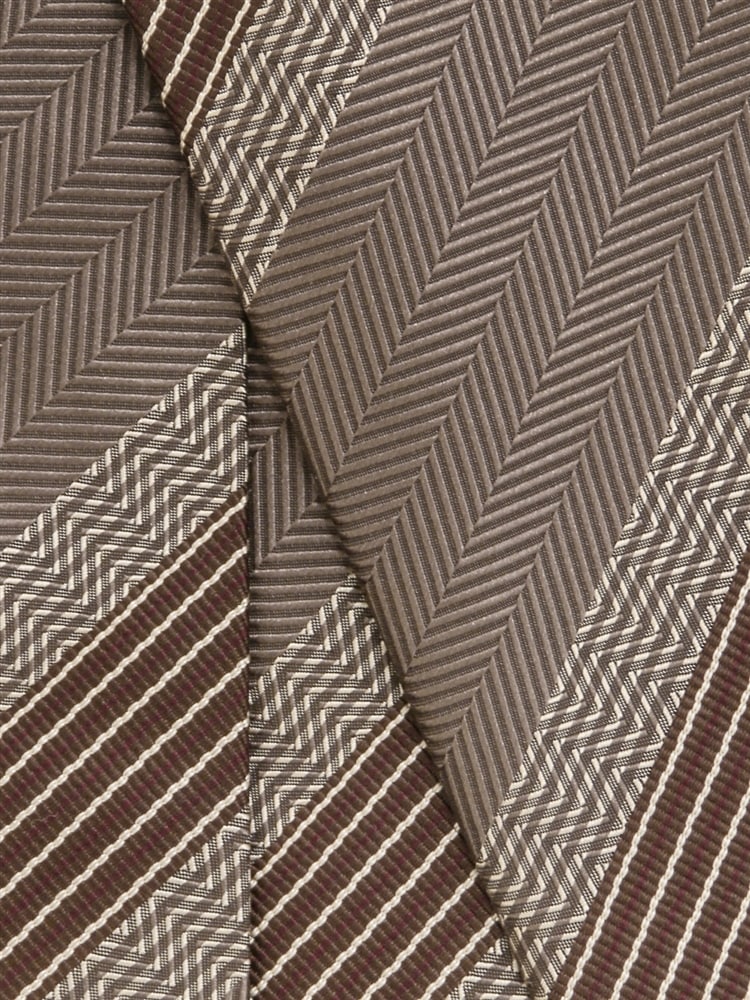 ネクタイ／Fabric by ITALY／シルク／ストライプ×織柄2 ネクタイ バレンタイン