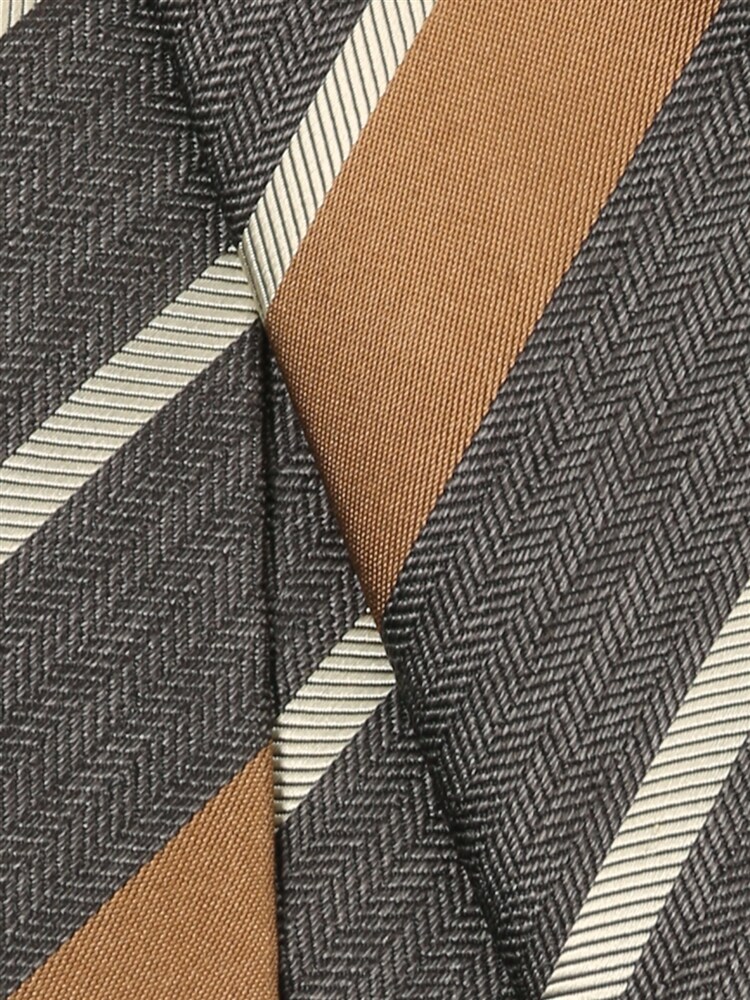 Fabric by ITALY／ストライプ×ヘリンボーン柄ネクタイ (UL1AISS01-GY-720)
