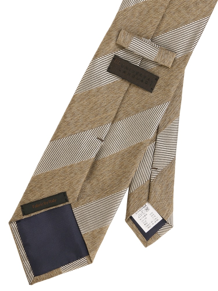 ネクタイ／Fabric by ITALY／コットンシルクウール／ストライプ×織柄1 シルク ネクタイ