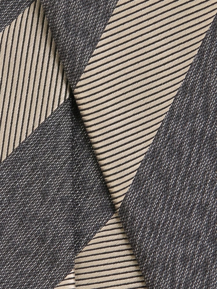 ネクタイ／Fabric by ITALY／コットンシルクウール／ストライプ×織柄2 ネクタイ 織柄