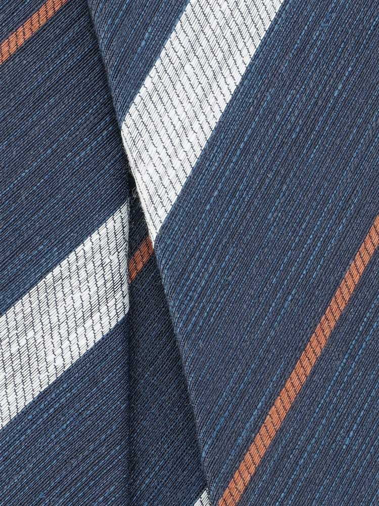 ネクタイ／Fabric by ITALY／リネンシルク／ストライプ×織柄2 ネクタイ 織柄