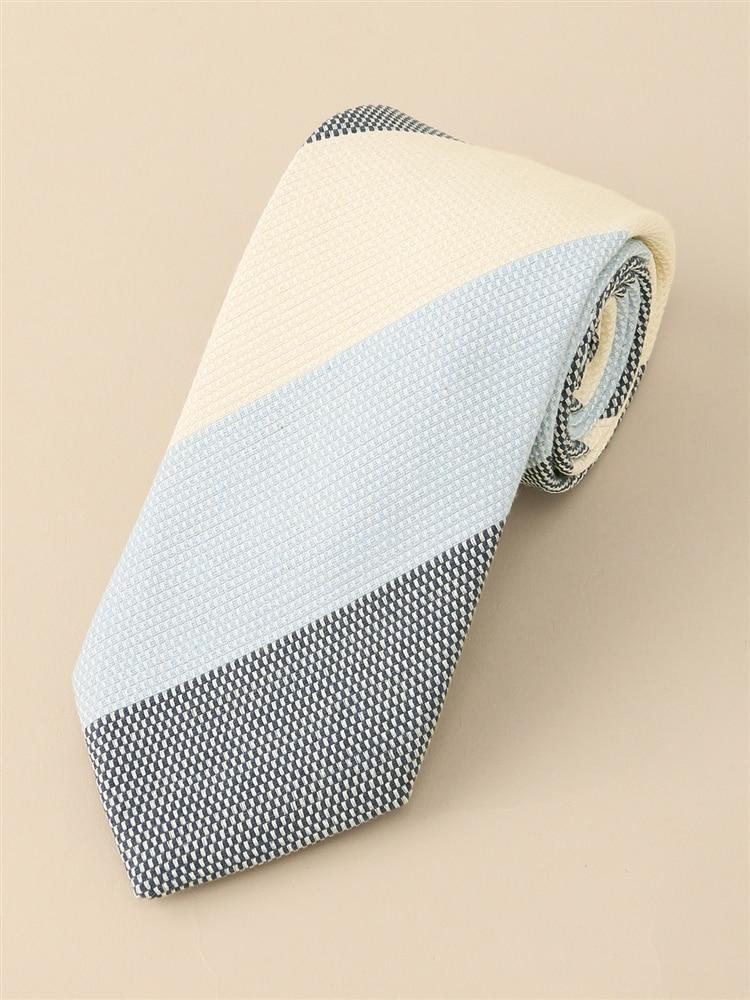 ネクタイ／Fabric by ITALY／シルクコットン／ストライプ×織柄0 ネクタイ プレゼント
