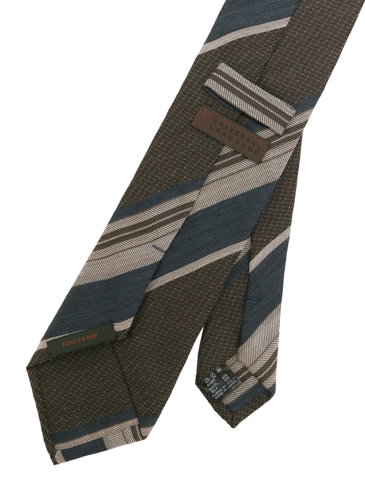 ネクタイ／Fabric by ITALY／ウールシルク／ストライプ×織柄1 シルク ネクタイ