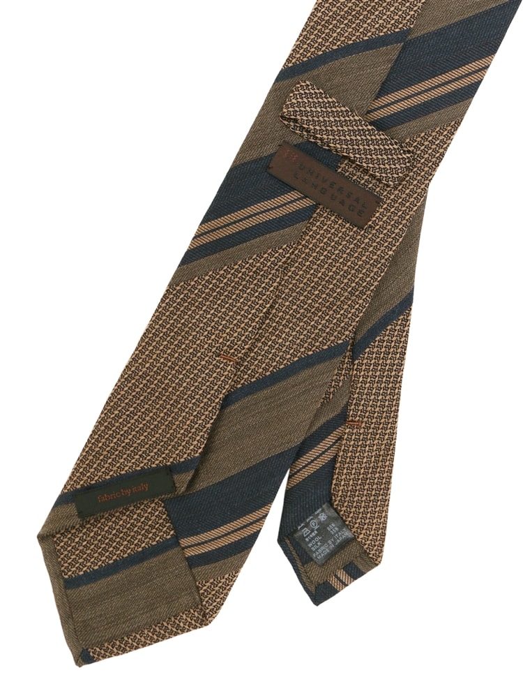 ネクタイ／Fabric by ITALY／ウールシルク／ストライプ×織柄1 シルク ネクタイ
