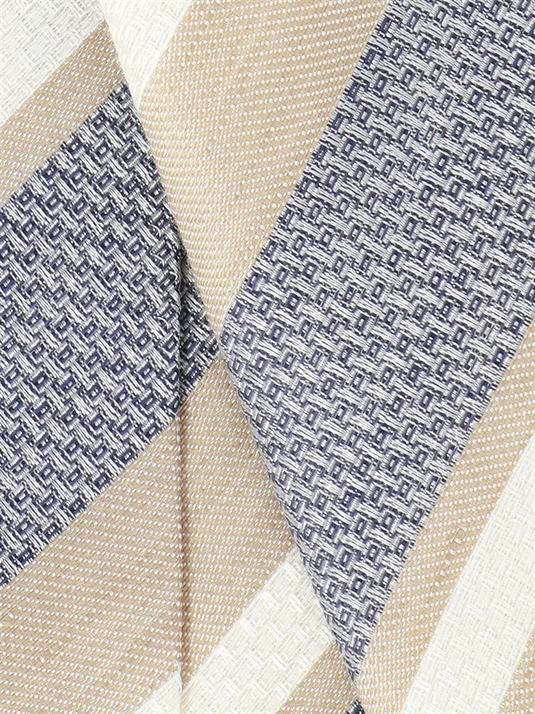ネクタイ／Fabric by ITALY／リネンシルクコットン／ストライプ×織柄2 シルク ネクタイ