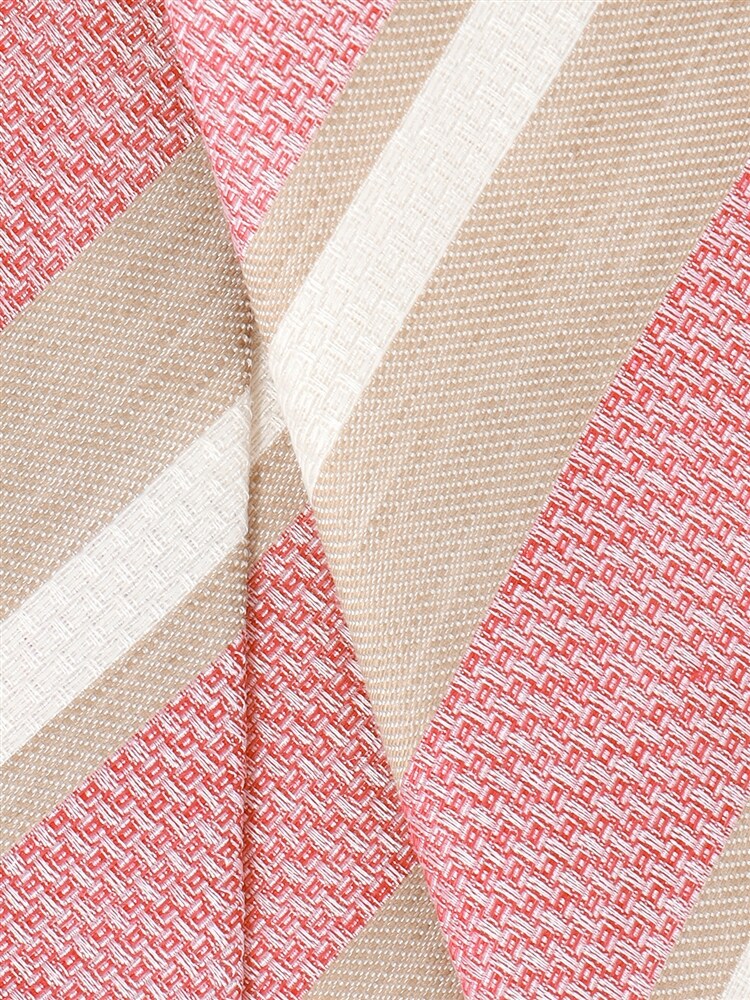 ネクタイ／Fabric by ITALY／リネンシルクコットン／ストライプ×織柄2 ネクタイ 織柄