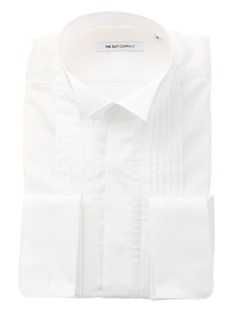 ワイシャツ／長袖／フォーマル／ダブルカフス＆ウイングカラー／無地／FIT／ドレスシャツ4 ホワイト 長袖