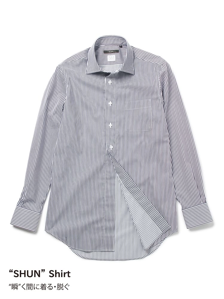 SHUNシャツ／長袖／ノンアイロンストレッチ／セミワイドカラー／BASIC／ドレスシャツ0 ワイシャツ 長袖