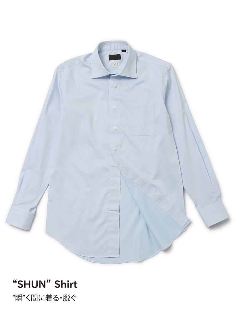 SHUNシャツ／長袖／ノンアイロンストレッチ／ワイドカラー／無地／BASIC／ドレスシャツ0 ワイシャツ 長袖