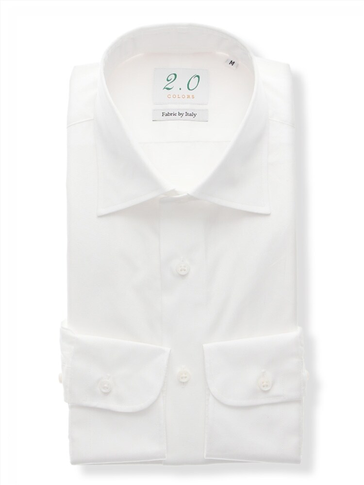 ワイシャツ／長袖／Fabric by ITALY／ワイドカラー／20周年記念アイテム／ドレスシャツ0 インナー ホワイト