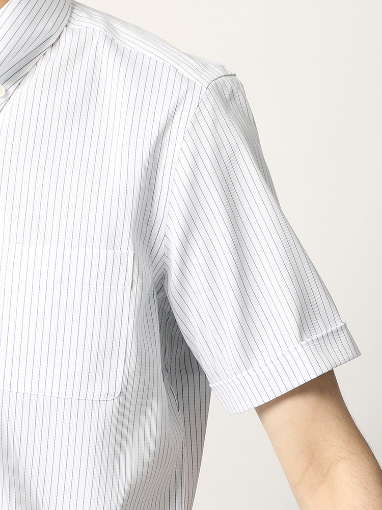 ワイシャツ／半袖／形態安定／COOL MAX／ワンピースカラー／ストライプ／FIT／ドレスシャツ5 ワイシャツ ストライプ