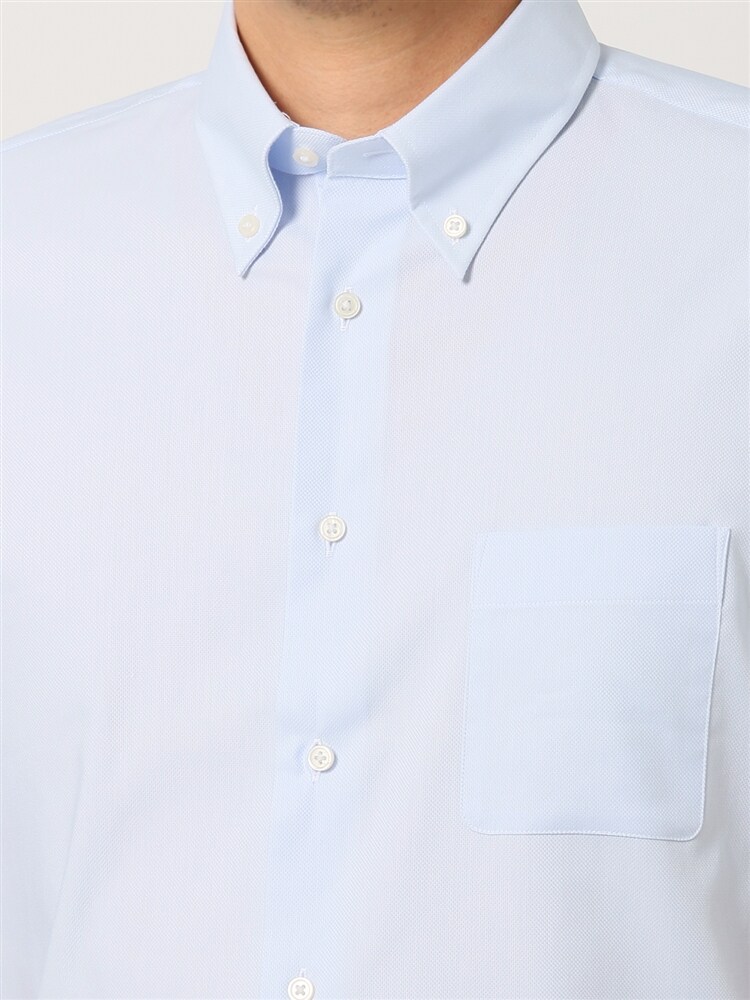 ワイシャツ／半袖／形態安定／COOL MAX／ボタンダウンカラー／織柄／ドレスシャツ4 形態安定 シャツ