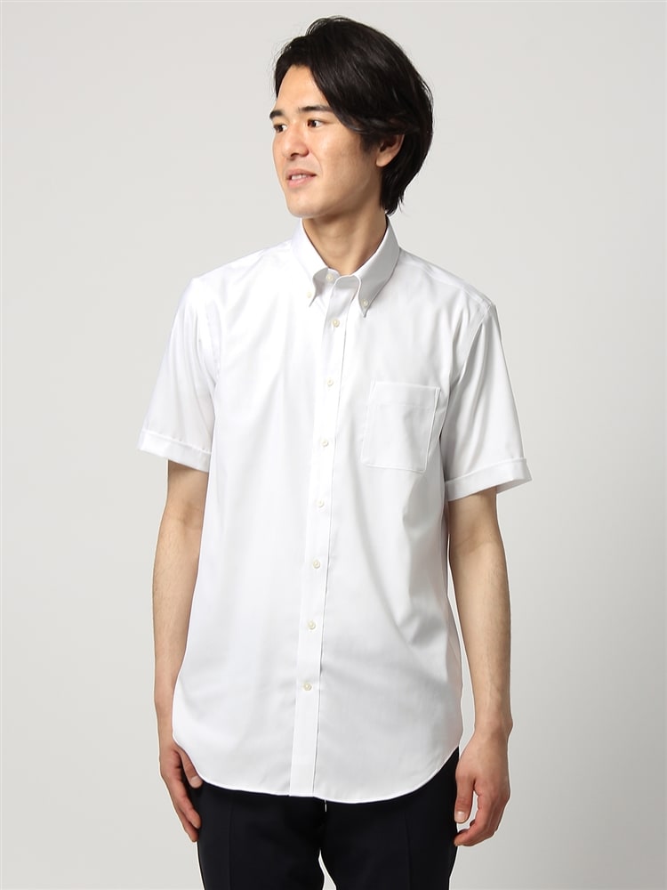 ワイシャツ／半袖／形態安定／COOL MAX／ボタンダウンカラー／織柄／BASIC／ドレスシャツ3 ワイシャツ BASIC