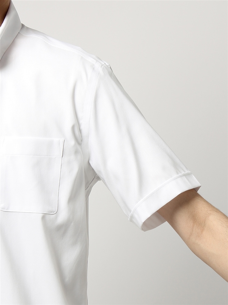ワイシャツ／半袖／形態安定／COOL MAX／ボタンダウンカラー／織柄／BASIC／ドレスシャツ5 コットン シャツ
