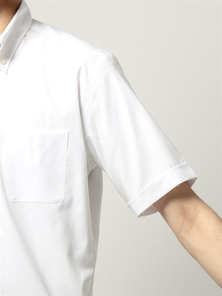 ワイシャツ／半袖／形態安定／COOL MAX／ボタンダウンカラー／無地／BASIC／ドレスシャツ5 ワイシャツ ホワイト