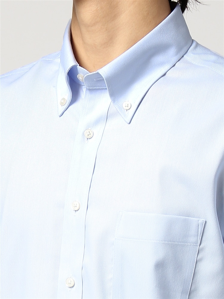 ワイシャツ／半袖／形態安定／COOL MAX／ボタンダウンカラー／織柄／BASIC／ドレスシャツ4 ワイシャツ 織柄